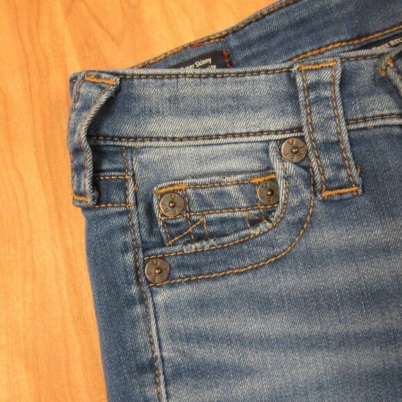 TRUE RELIGION Halle Mid‎ Rise Super Skinny Jeans Womens Sz 24 Blue Stretch Denim - Picture 4 of 16